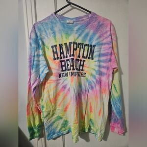 Destinations USA Tie Dye Shirt Hampton Beach New Hampshire Size L Made In USA